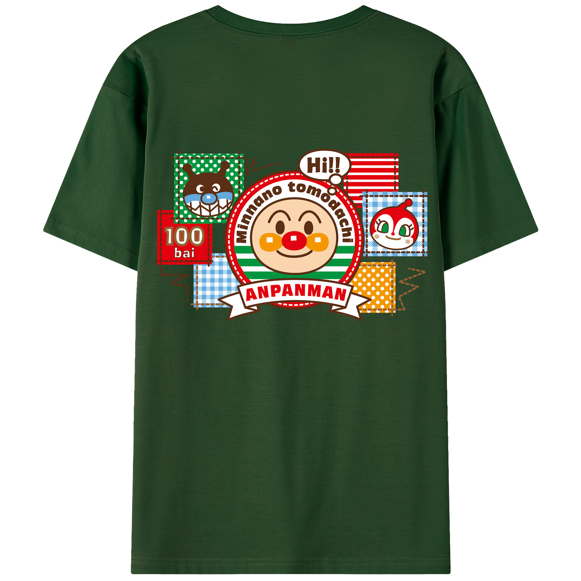 （画像用） アンパンマン Anpanman 綿100％半袖Tシャツ（背面プリント）